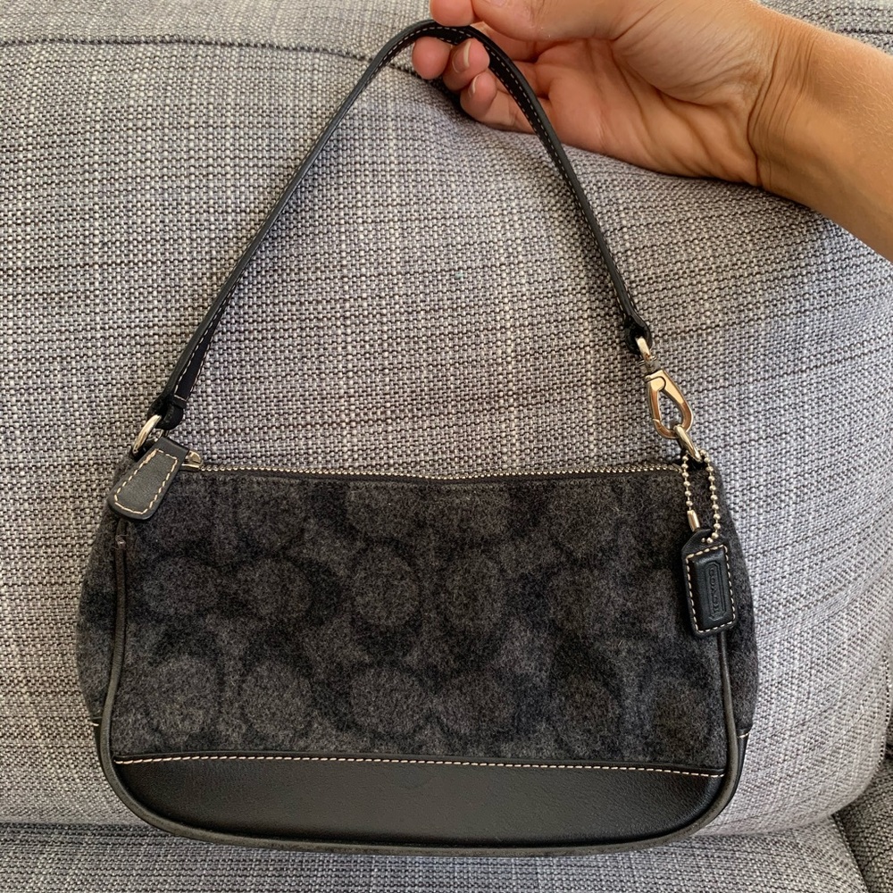 Coach Wool and Leather Mini Shoulder Bag Vintage